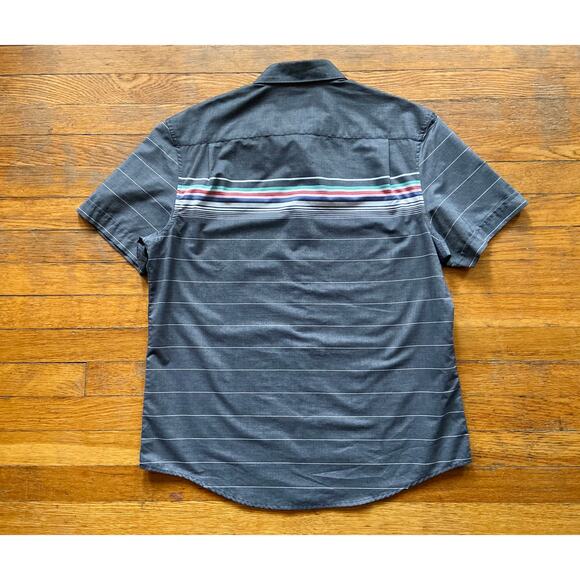 PENGUIN Gray w/Multicolored Stripes Button Down Shirt sz L - Picture 10 of 13